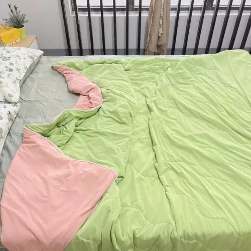 【AeonMall cùng kiểu dáng】Chăn làm mát mùa hè Cool Ice Silk Chăn mùa hè cao cấp Màu kem Chăn điều hòa không khí Chăn mỏng photo review