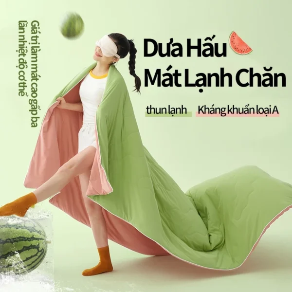 【AeonMall cùng kiểu dáng】Chăn làm mát mùa hè Cool Ice Silk Chăn mùa hè cao cấp Màu kem Chăn điều hòa không khí Chăn mỏng